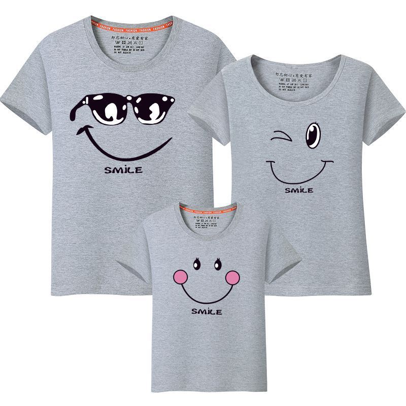 Cartoon Cotton T-shirt Family Of Three Family Short-sleeved Mother And Daughter