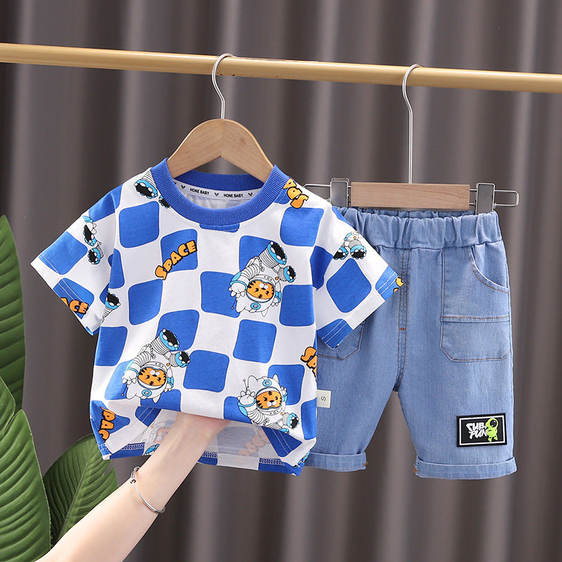 Fashion Personality Short Sleeve Boys Summer Suit