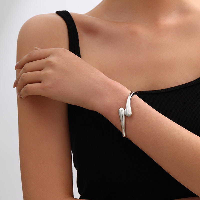 Women's Adjustable Lava Metal Bracelet – Open End Chic Design