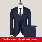 Unisex Youth Slim Fit Viscose Suit Navy Coat Vest Trousers