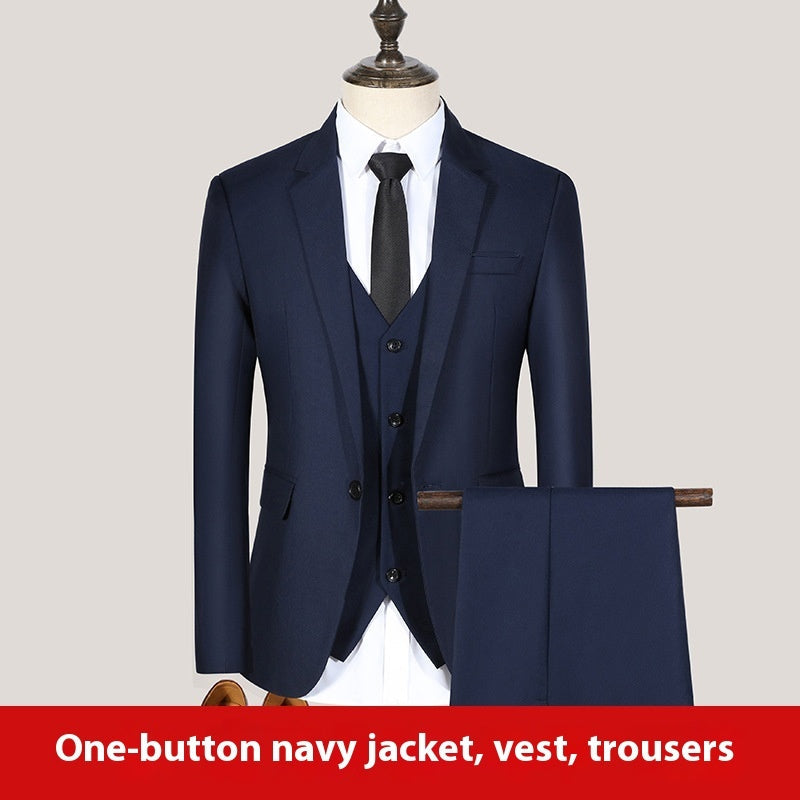 Unisex Youth Slim Fit Viscose Suit Navy Coat Vest Trousers