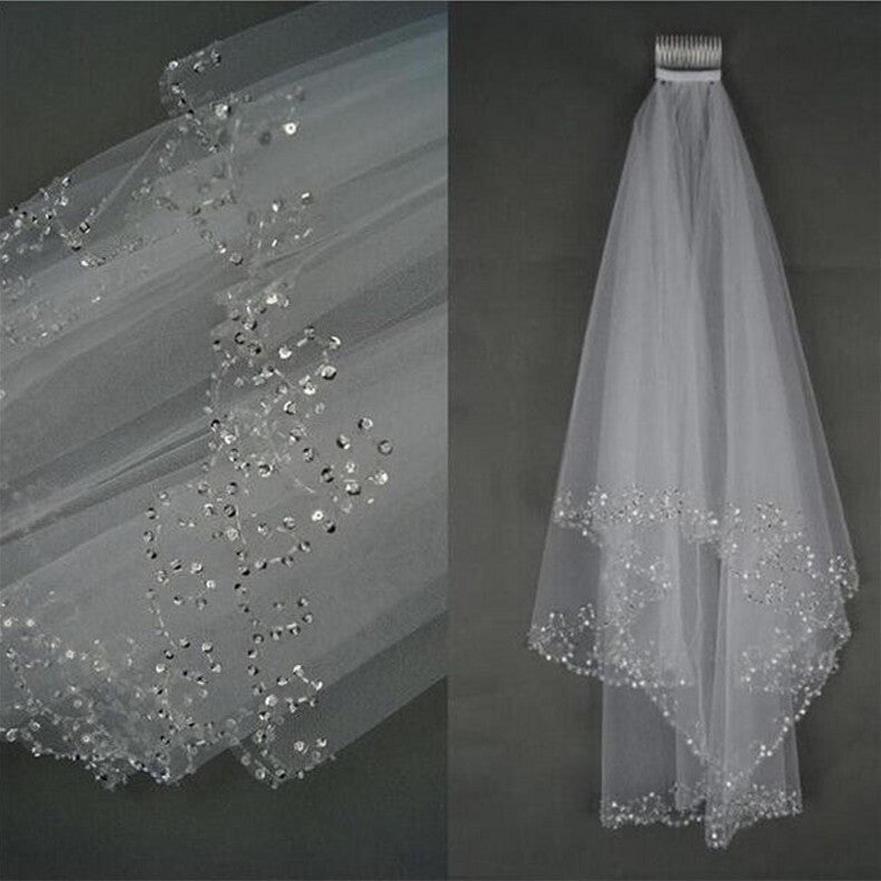 Elegant Off-White Beaded Sequin Mesh Wedding Dress