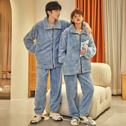 Couple Flannel Pajama Set – Plush Thickened Thermal Zipper Suit