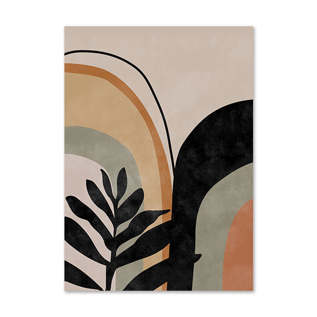 Minimalist Line Art Poster – Abstract Girl & Leaf Canvas Wall Art for Home Decoration