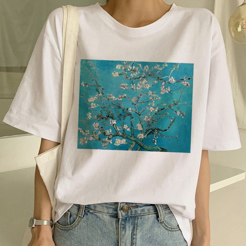 Women's Modal Art Print T Shirt Van Gogh Regular