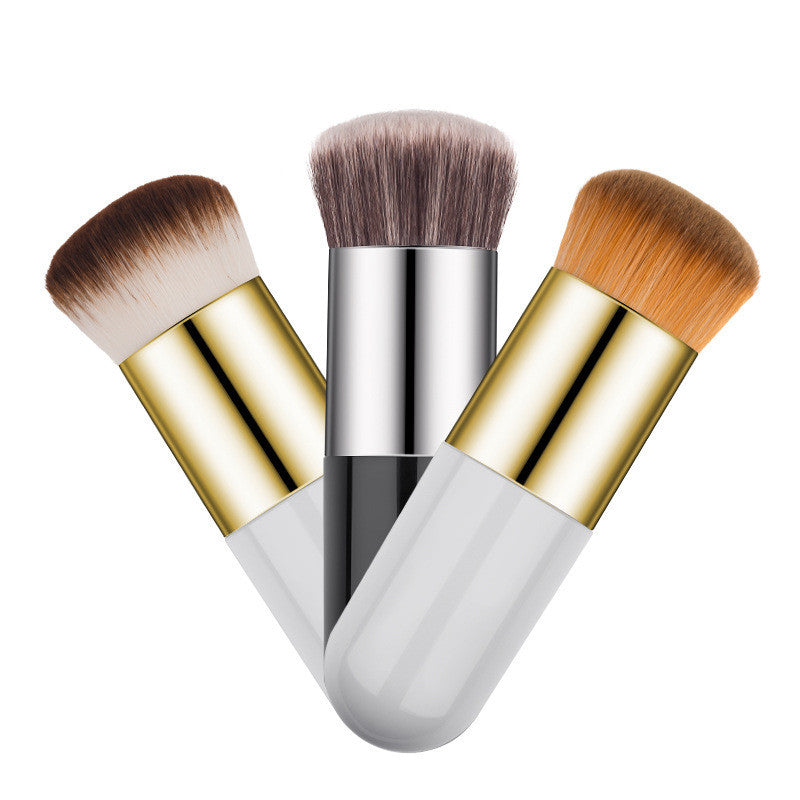 Loose Powder Brush – Nylon Bristle Foundation Brush with Large Rubber Handle, Soft Elastic Corrugated Silk Hair, Short Rod Design