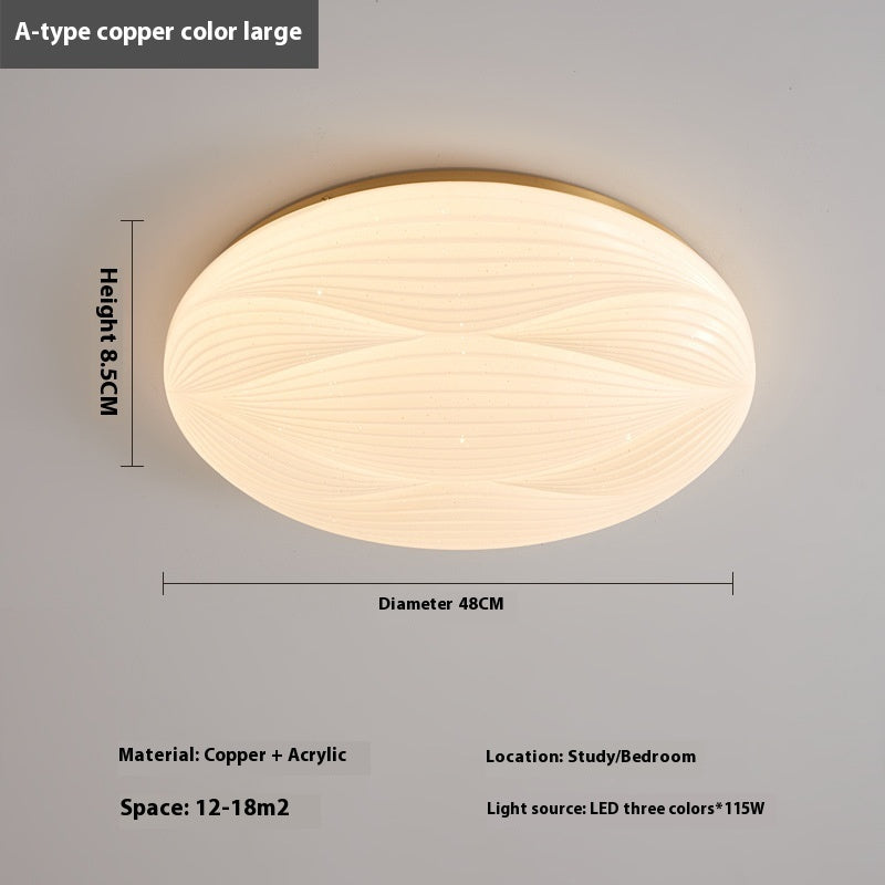 Modern Light Luxury Atmospheric Cream Style Copper Round Ceiling Lamp
