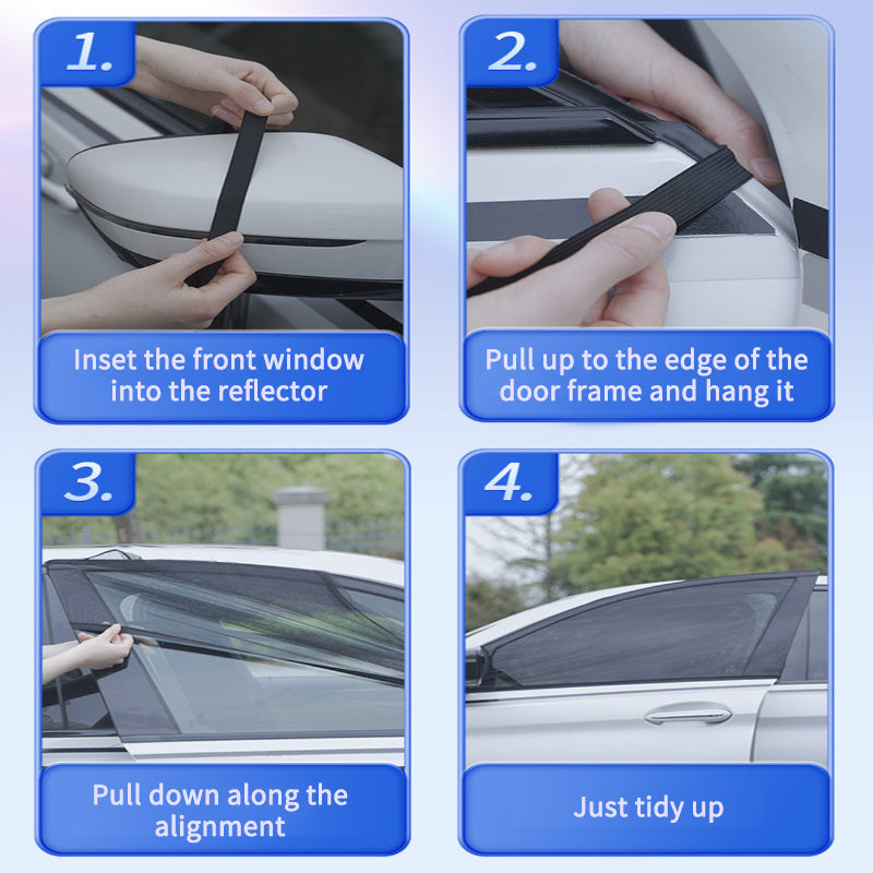 Car Front and Rear Side Curtain Sun Visor Shade, UV Protection and Anti-Mosquito Mesh Cover for Windows