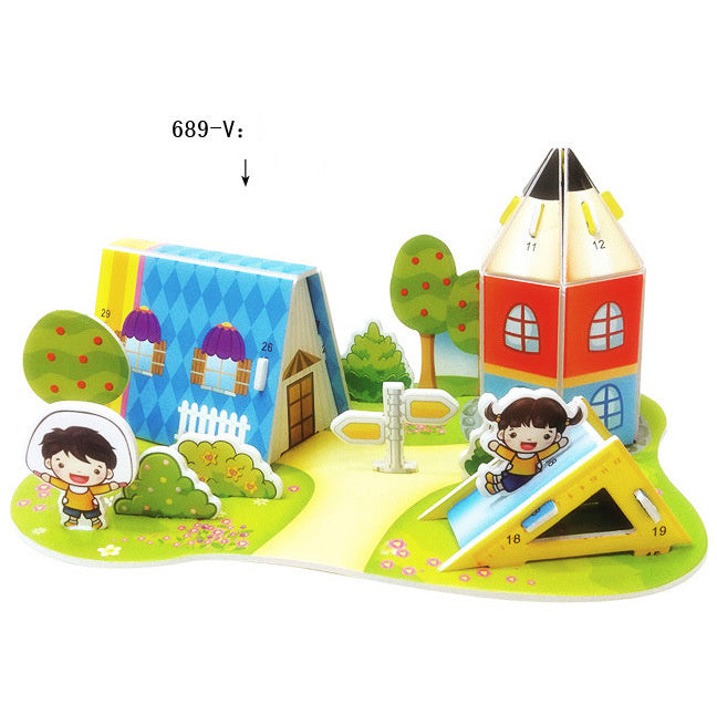 Children's 3D Three Dimensional Puzzle Paper Educational Toys Diy Building Hut