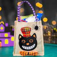 Linen Black Cat Candy Bag