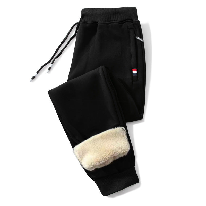 Men’s Lamb Cashmere Pants – Thickened Winter Sports Casual Trousers