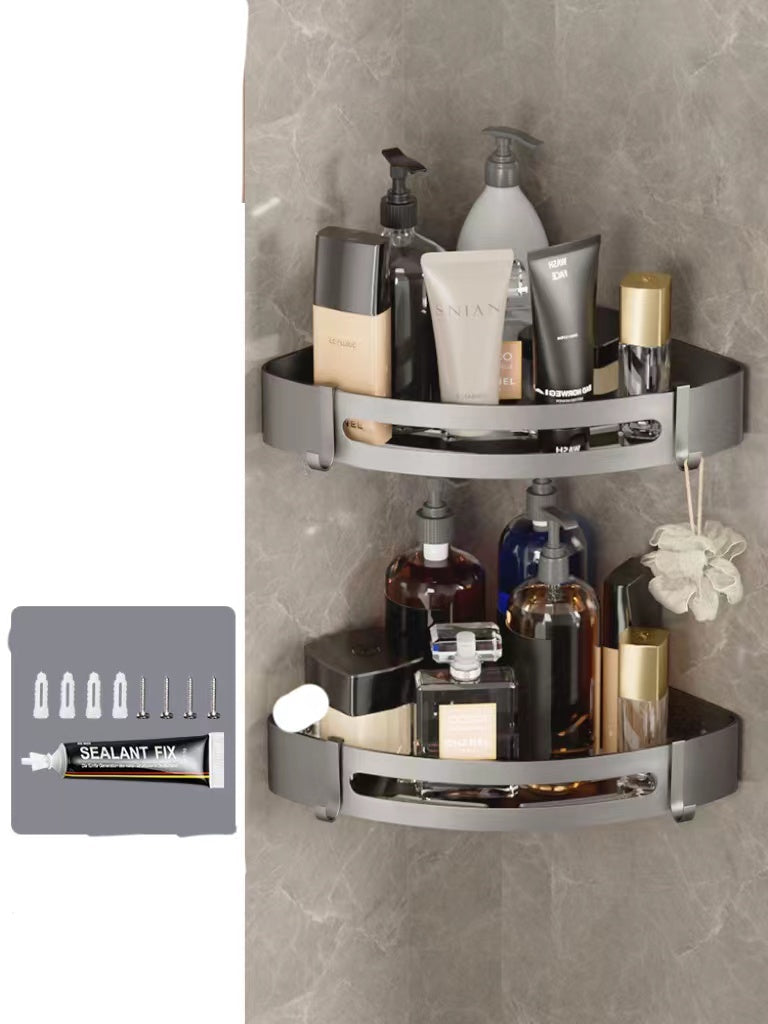 Bathroom Triangle Shelf – Wall-Mounted Perforated Simple Corner Storage Rack