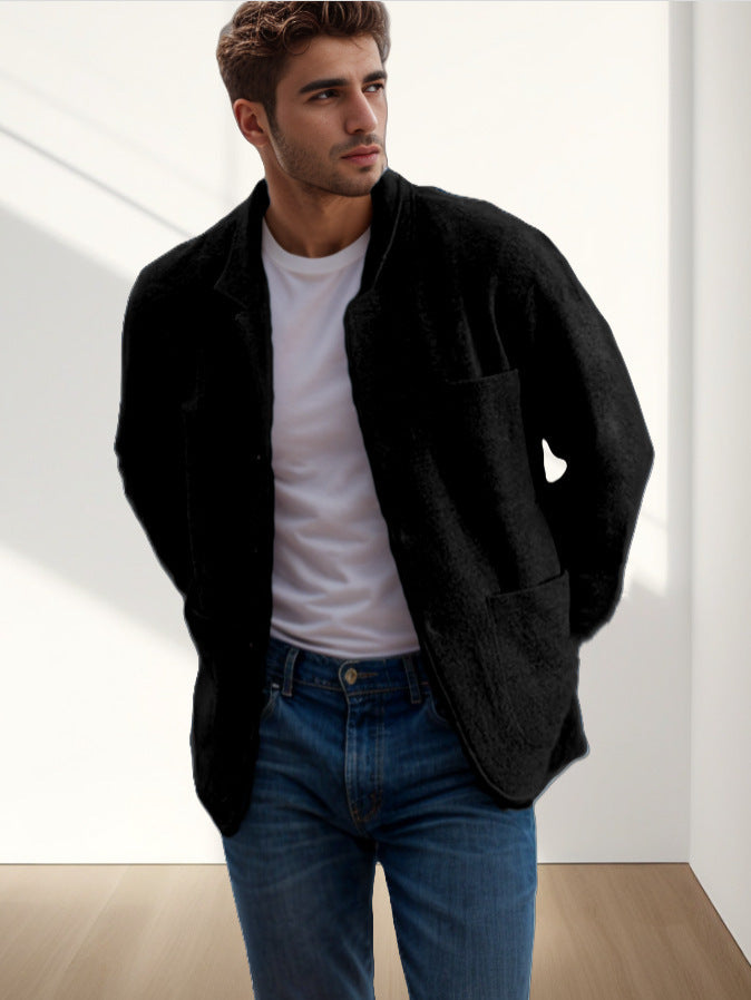 Unisex Slim Polyester Casual Jacket With Front Pockets