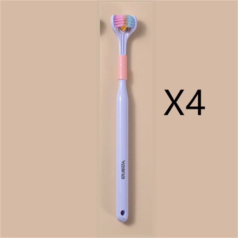 Three-Sided Macaron Soft Bristle Toothbrush – Deep Clean, Safe & Portable