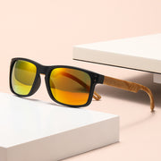 Men's Retro Wood Grain Square Sunglasses