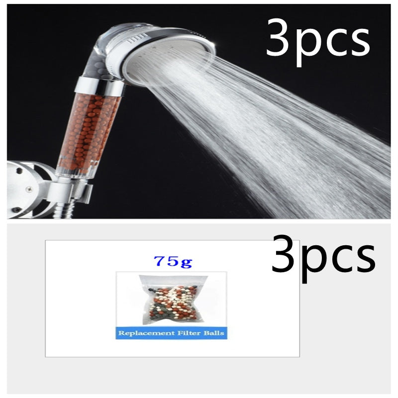 3-Speed Transparent Handheld Showerhead – Pressurized Negative Ion Filter & Water Purifier Nozzle