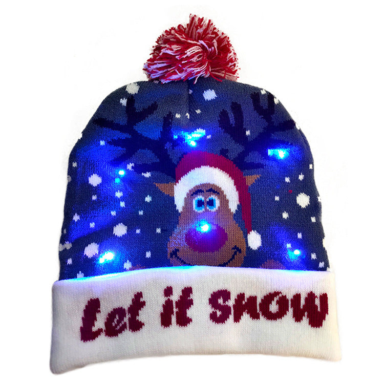 LED Light Up Christmas Knitted Hat Sweater Beanie for Kids and Adults