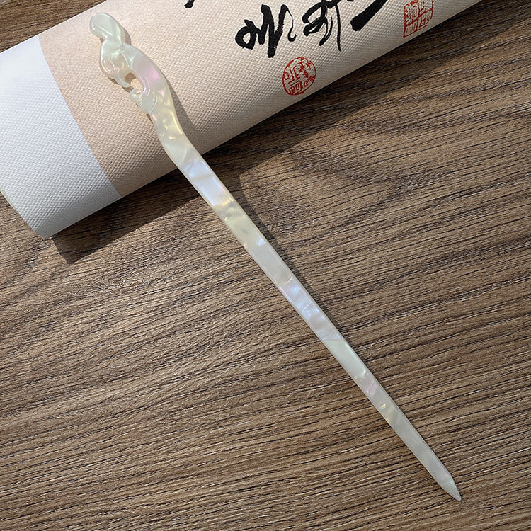 White Acetate Hairpin Simple Modern Hair Clasp