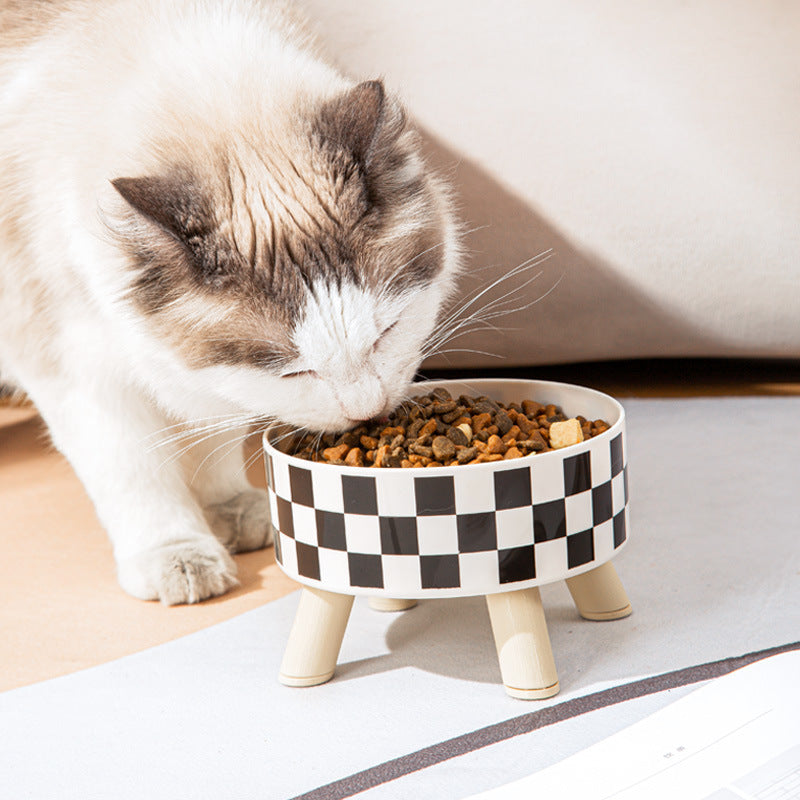 Pet Stainless Steel Tall Bowl Cervical Support Pet Bowl Cat Tableware Rice Bowl Non-slip Anti-tumble Large Capacity