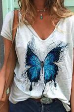 Short Sleeve Animal Standard Casual Womens T-Shirt
