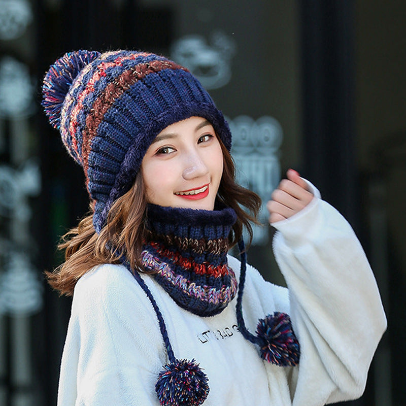 Warm Wool Knitted Hat and Scarf Set