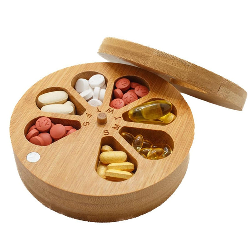 Wooden Portable Capsule Box Pill Storage Box
