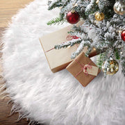 White Faux Fur Christmas Tree Skirt Plush Holiday Decoration