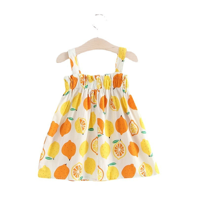 Women's Cotton Lemon Suspender Princess Dress