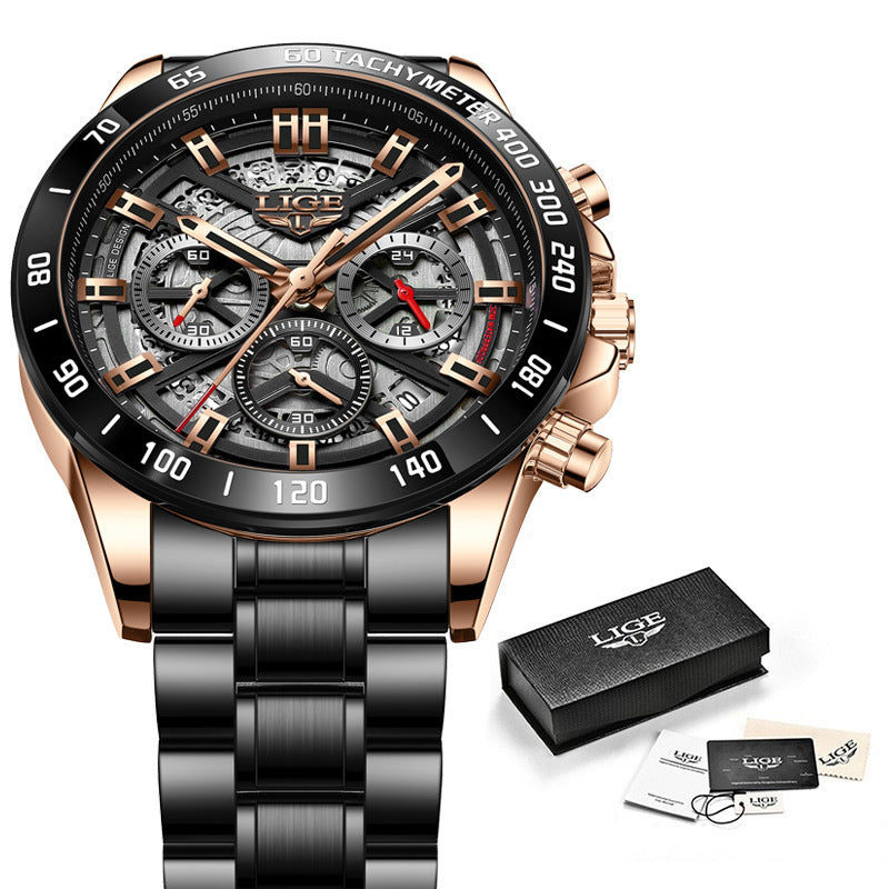 Men's Quartz Hollow New Concept Multifunctional Waterproof Watch
