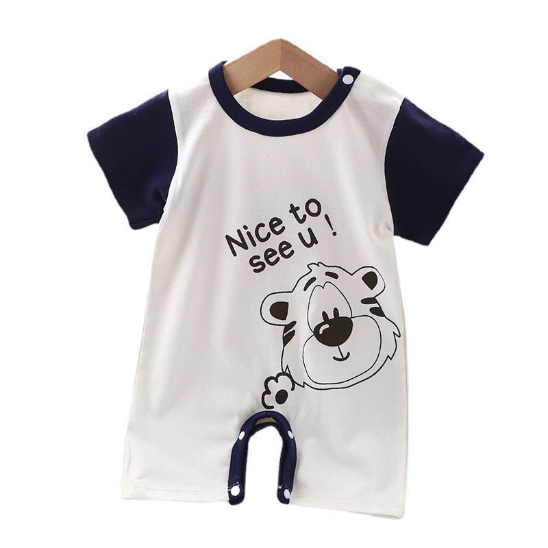 Unisex Short Sleeve Cartoon Print Cotton Onesie Regular Fit