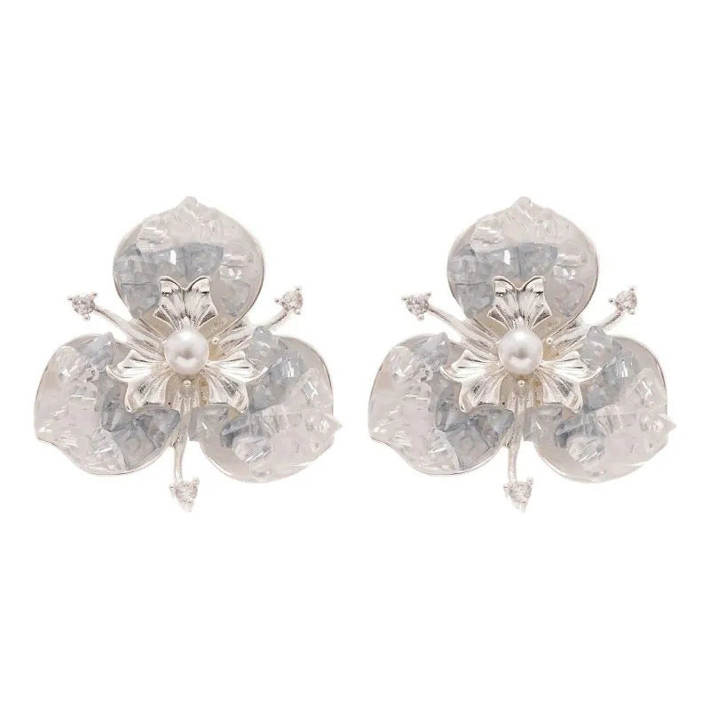 South Korea Blue Butterfly Flower Stud Earrings For Women