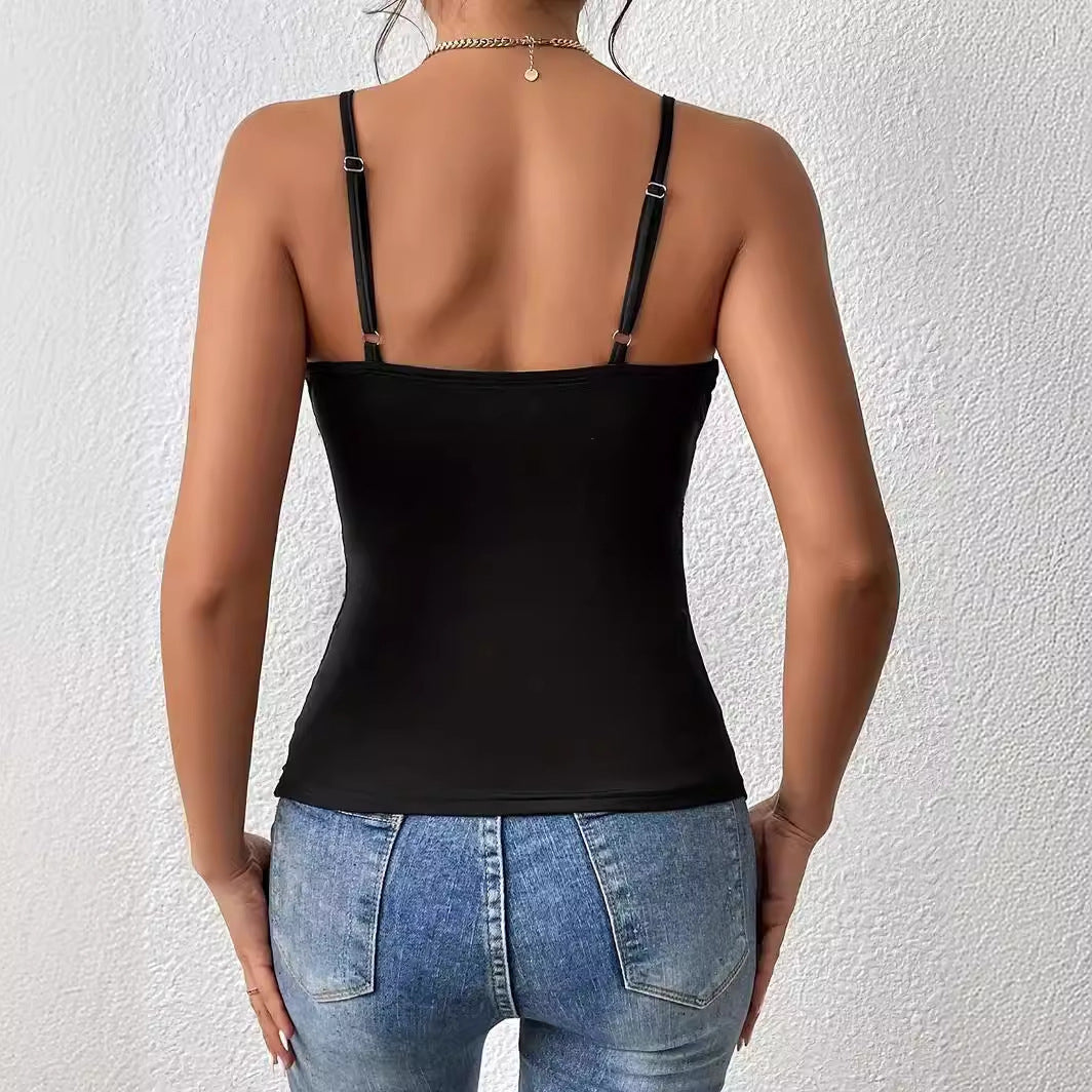 New Women's Off-the-shoulder Top Sleeveless Sling Out Cropped Tank Top Slim Fit Sexy Women Clothing