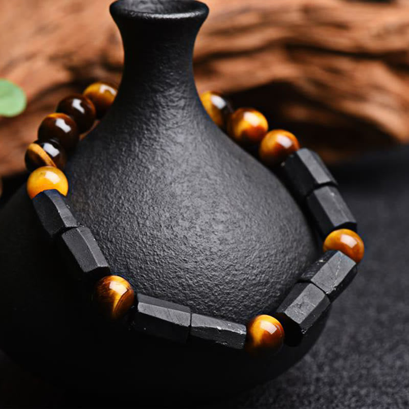 Natural Obsidian Single Ring Bracelet Fashion Simple