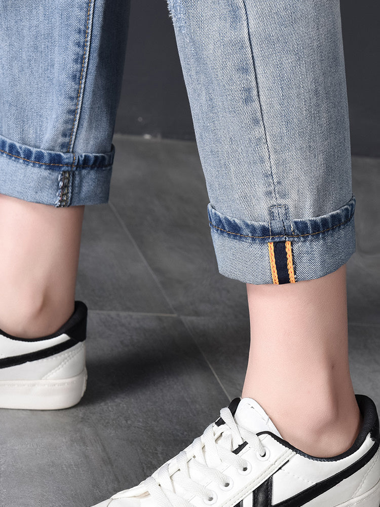 Women’s High-Waist 9/10 Harem Jeans – Ripped, Ankle-Length “Nine-Point”