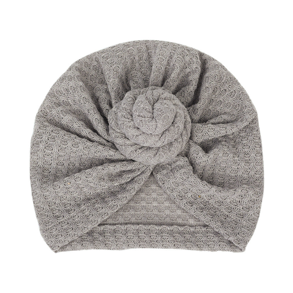 Children's Waffle Solid Color Baby Hat Elastic