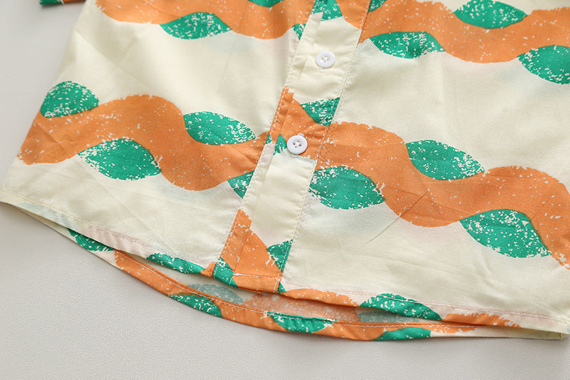 Girls Cotton Beach Shirt And Shorts Set Korean Relaxed Fit