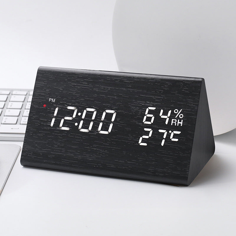 Intelligent Radio Control Clock LED Wood Electronic Digital Temperature And Humidity