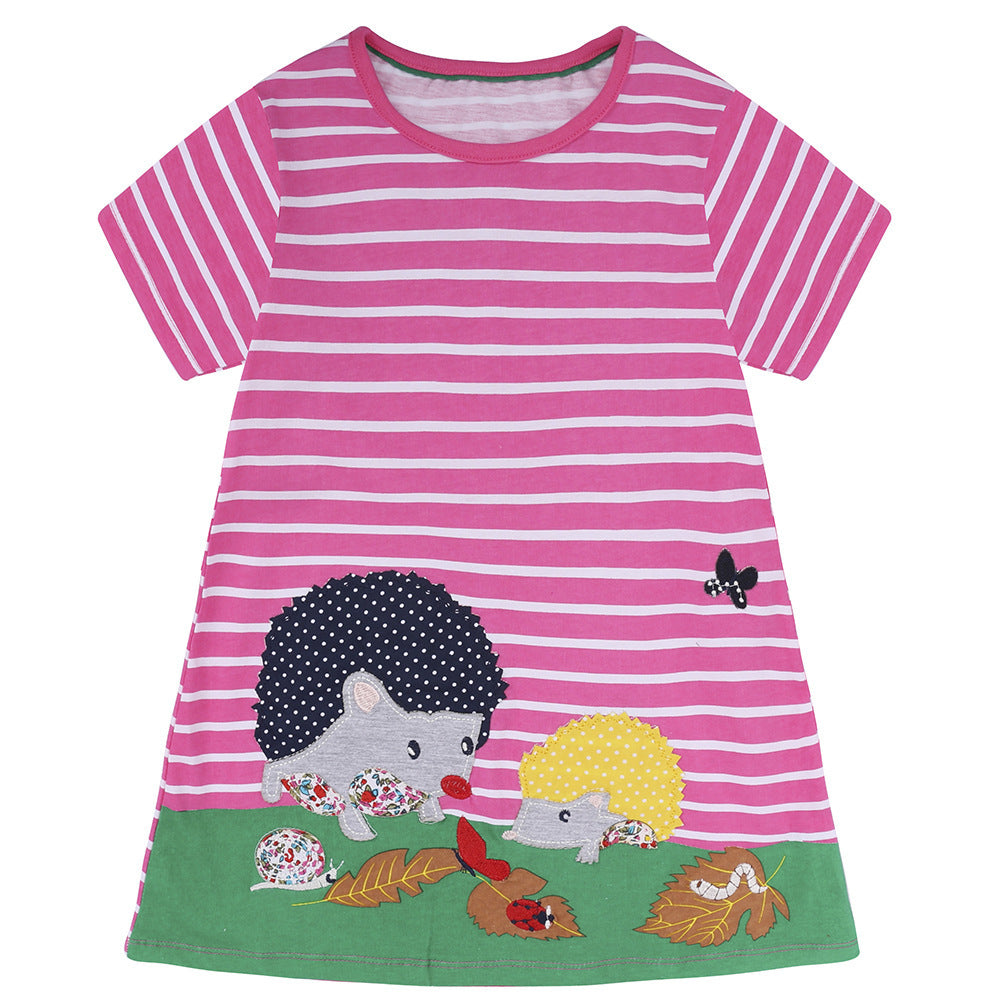 Girls' Skirt Cartoon Printed Cotton Dress