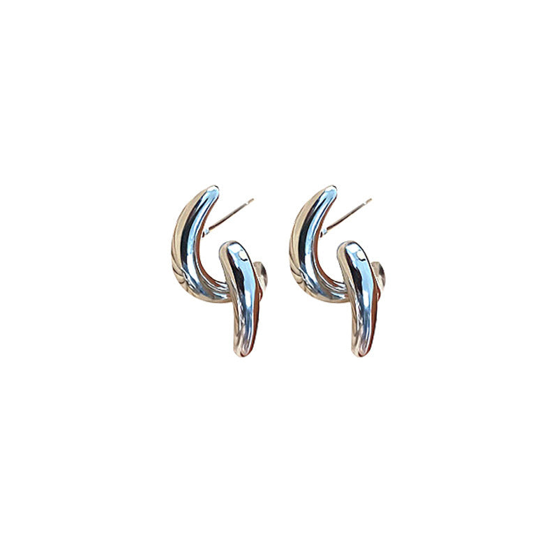 Women's Fashionable Simple Textured Line Stud Earrings