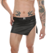 Thin Faux Leather Solid Color Side-opening Pajama Pants