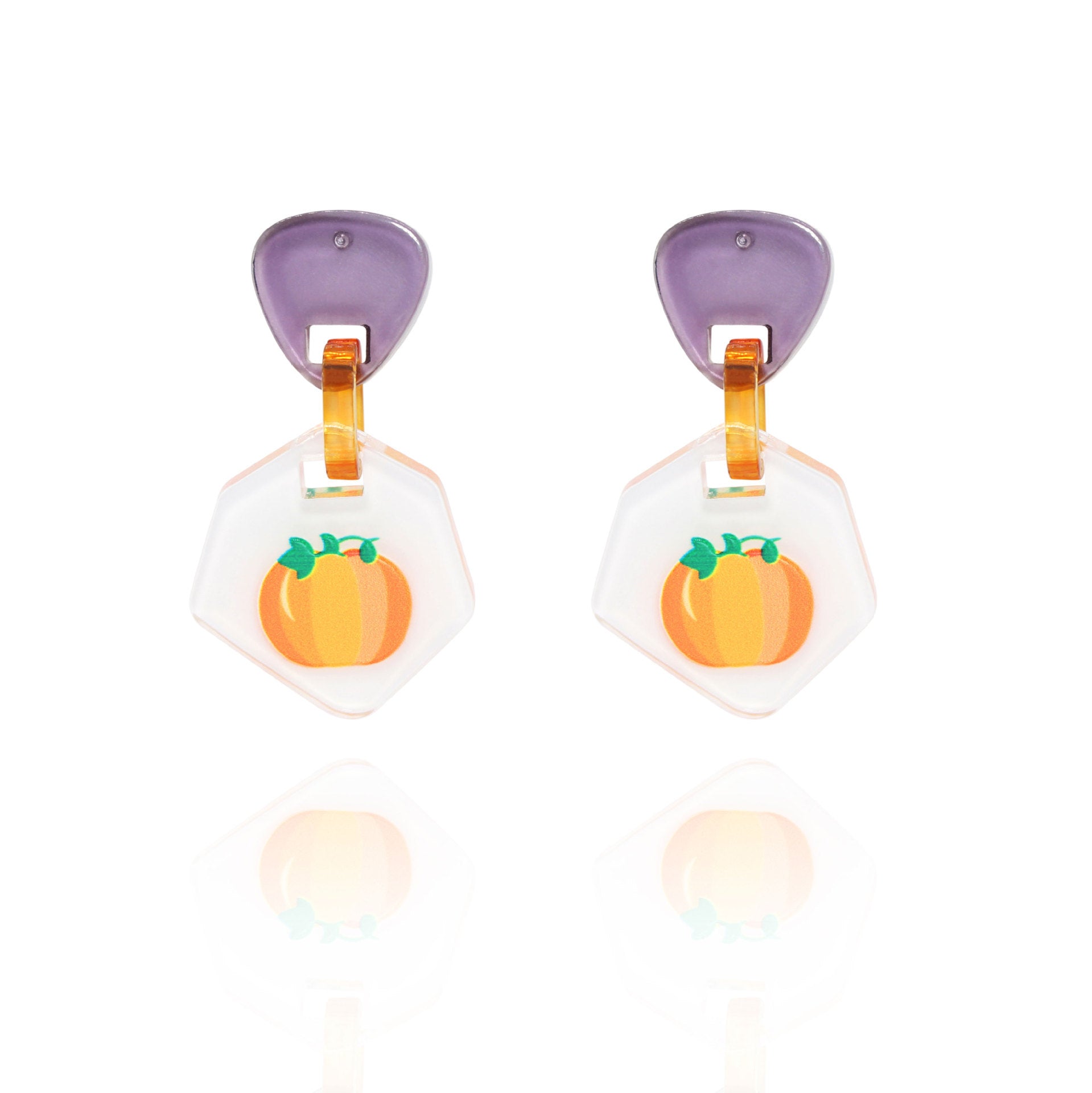 Halloween Pumpkin Earrings Color Printing Acrylic Board Jewelry
