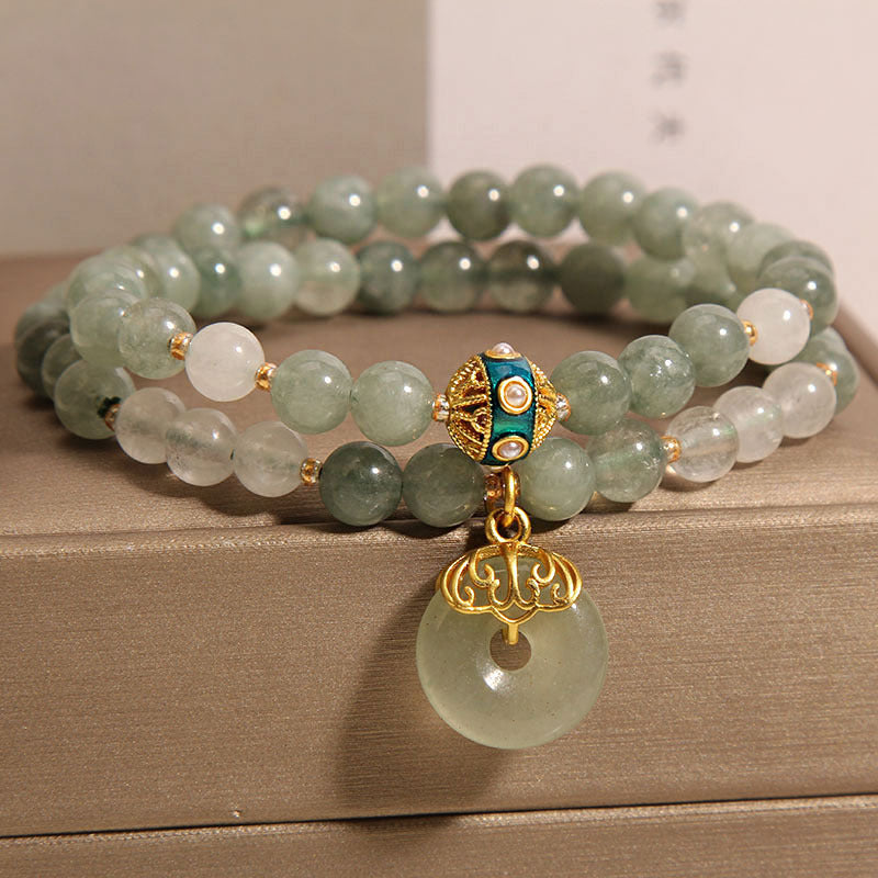 Aventurine Double-layer Jade Bracelet For Women Light Luxury Minority Exquisite Peace Buckle