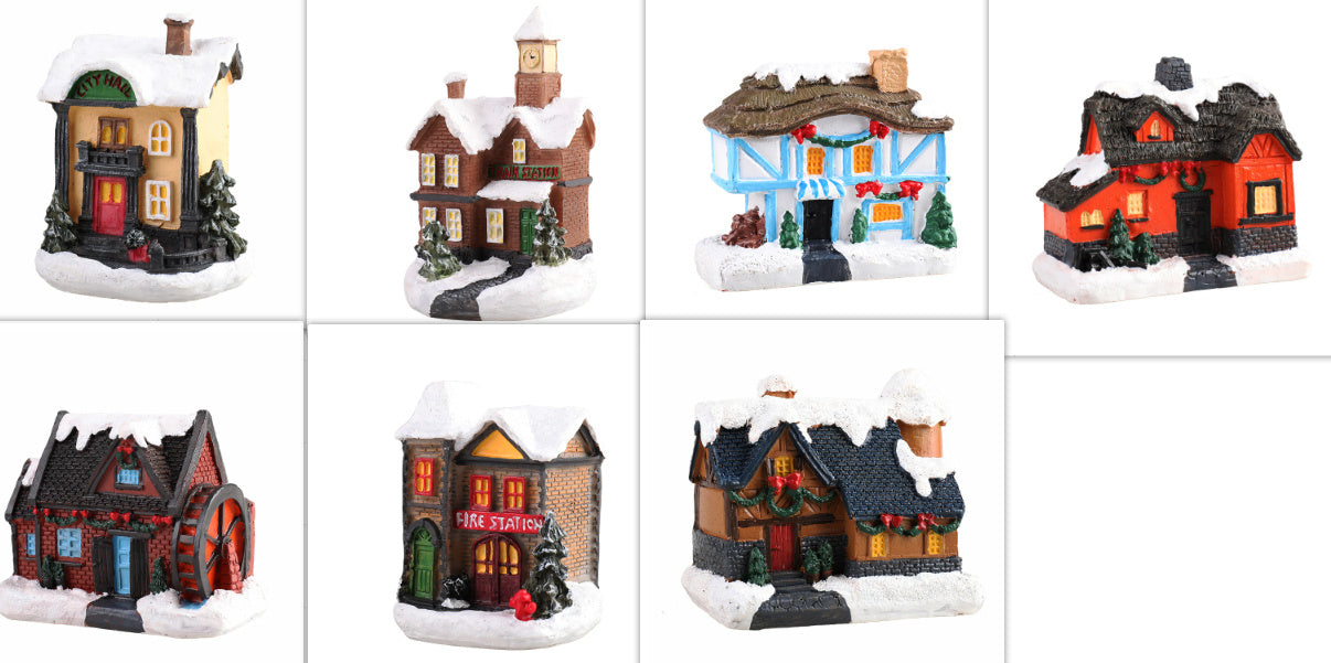 Christmas Small House Micro Landscape Resin Decorations