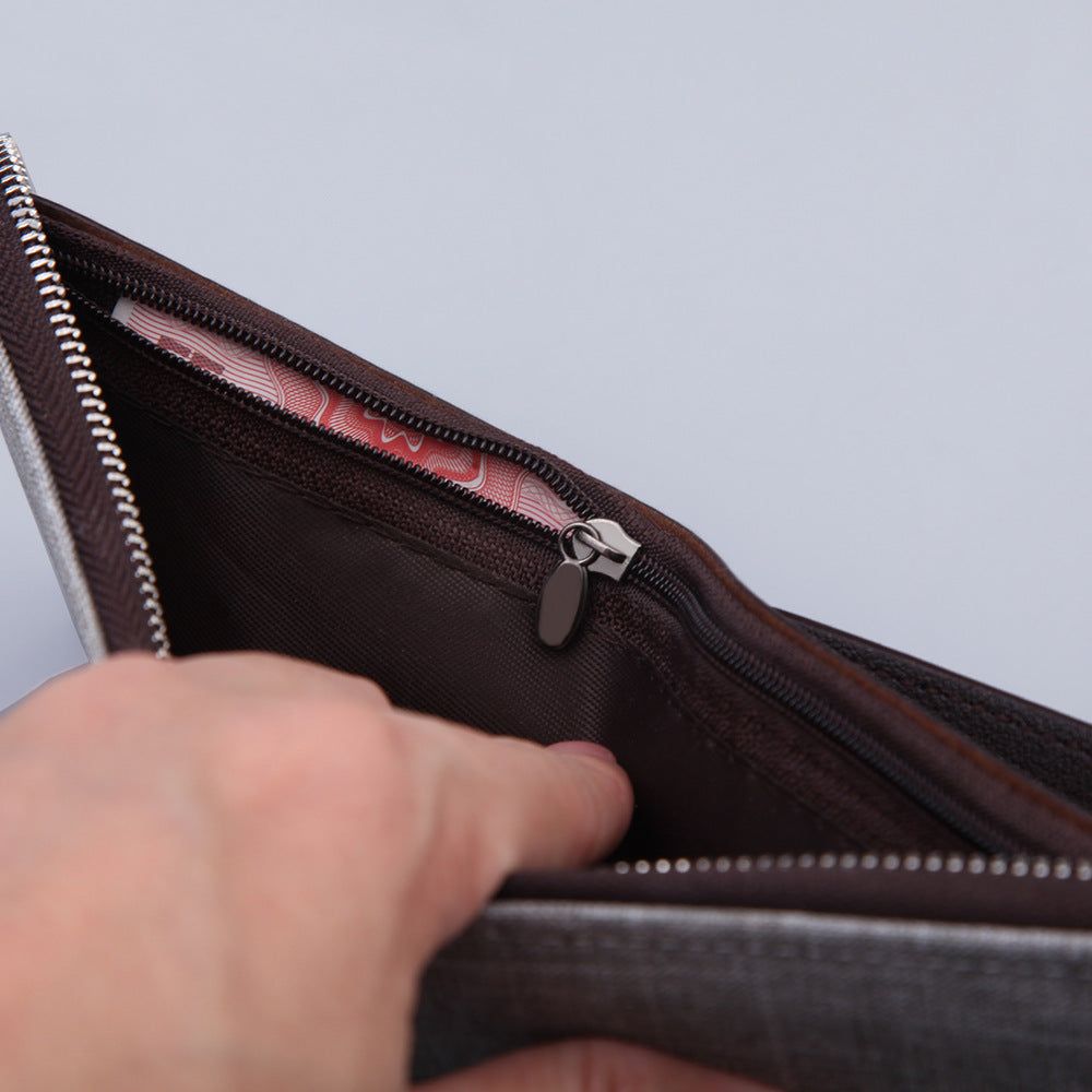 Men's Canvas Short Zipper Wallet With Compartments