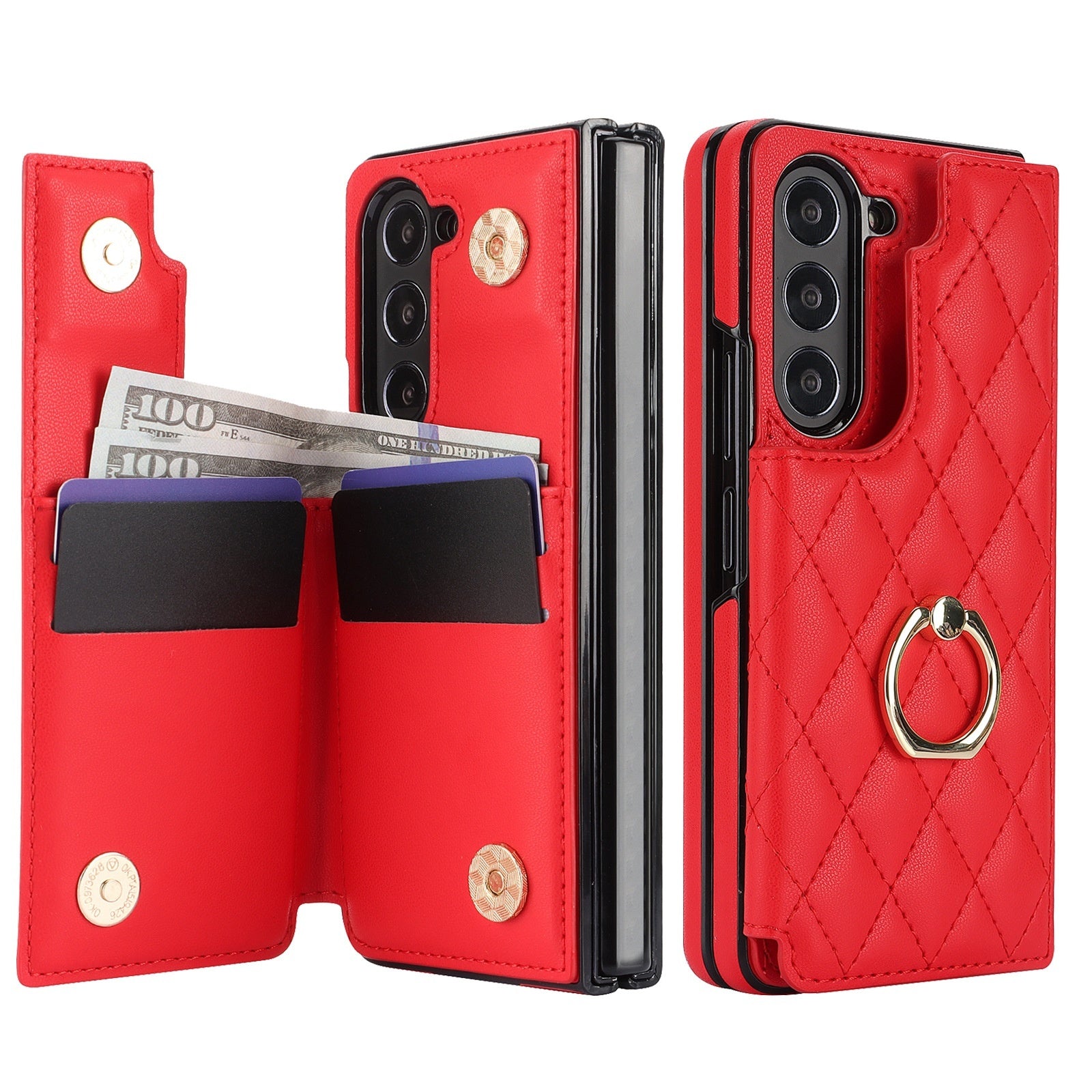 ZFOLD56 / ZFOLD34 Classic Style Leather Case with Ring & Double Buckle