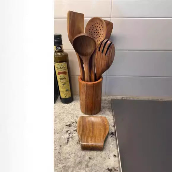 Wooden Spatula Cookware Kitchenware Set – Eco-Friendly Non-Stick Utensils for Cooking & Baking