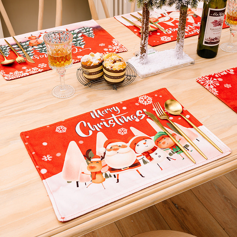 New Christmas Decorations Cartoon Old Man Table Mat Christmas Tablecloth Mat Creative Printing Placemat