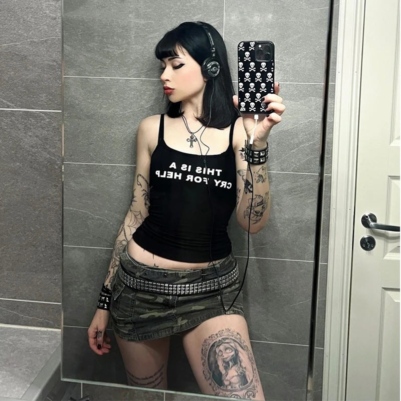 Knitted Sling Short Crop Vest Casual Top