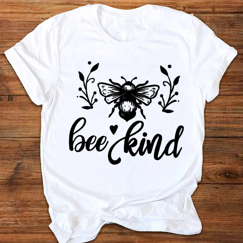 Summer New Leopard Love Printed T-shirt Women's Top