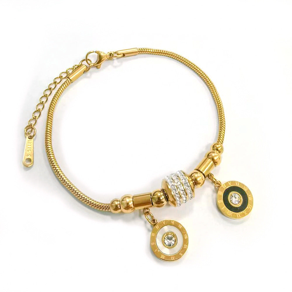 Titanium Steel Inlaid Shell Non-fading Advanced Design Bracelet